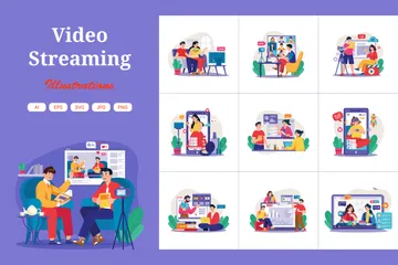 Video Streaming Illustration Pack