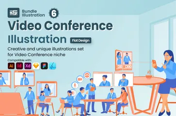 Vidéoconférence 2 Pack d'Illustrations