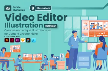 Videobearbeiter Illustration Pack