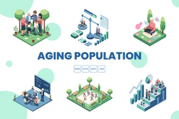 Vieillissement de la population Illustration Pack