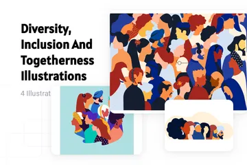Vielfalt, Inklusion und Zusammenhalt Illustrationspack