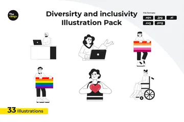 Vielfalt und Inklusivität der Menschen Illustrationspack