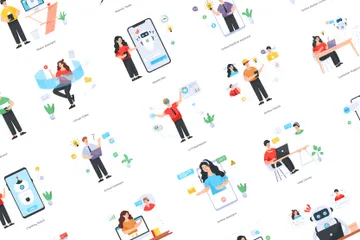 Virtual Assistant Service Illustration Pack