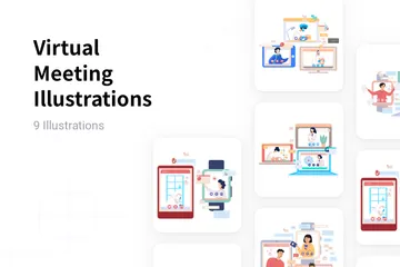 Virtual Meeting Illustration Pack