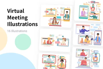 Virtual Meeting Illustration Pack