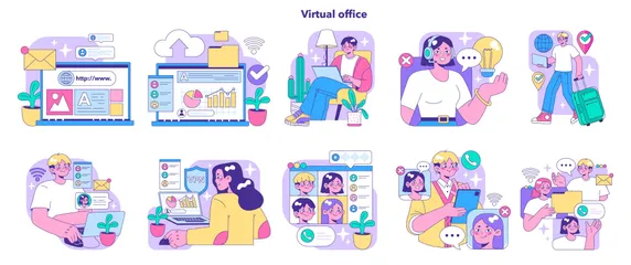 Virtual Office Illustration Pack
