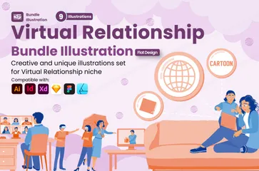 Virtuelle Beziehung Illustration Pack