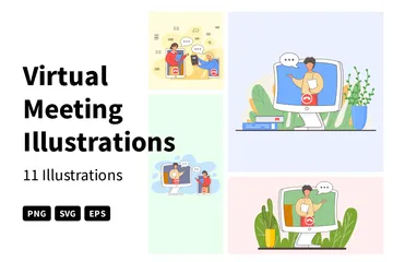 Virtuelles Meeting Illustrationspack