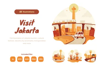 Visiter Djakarta Pack d'Illustrations