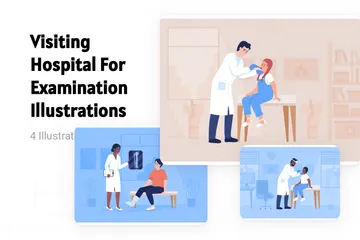 Visiting Hospital For Examination Illustration Pack