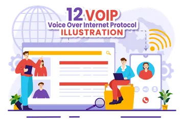 Voice Over Internet Protocol Illustration Pack