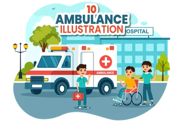 Voiture d'ambulance Pack d'Illustrations