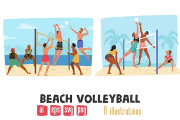 Vôlei de praia Pacote de Ilustrações