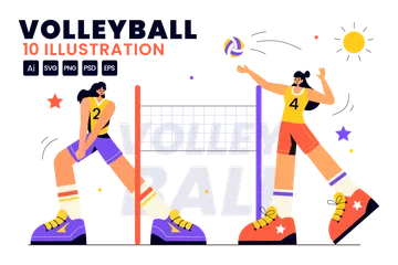 Volleyball Player Illustration Pack