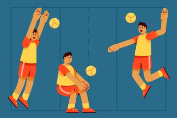 Volleyballspieler-Charakter Illustrationspack