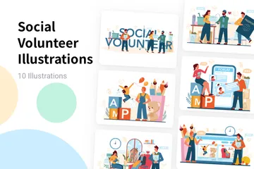 Voluntário Social Pacote de Ilustrações