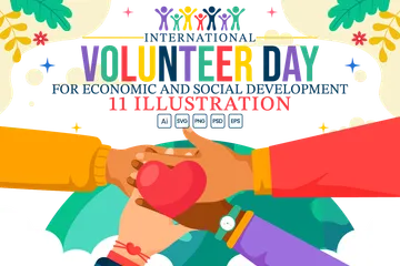 Volunteer Day For Economic And Social Development Illustration Pack