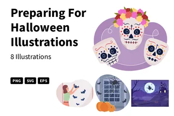 Vorbereitungen für Halloween Illustrationspack