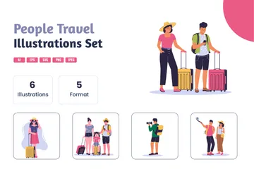 Les gens voyagent Pack d'Illustrations