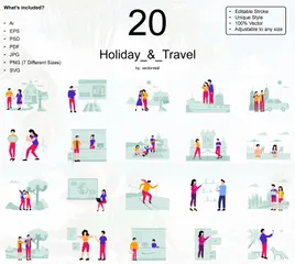 Vacances et voyages Pack d'Illustrations