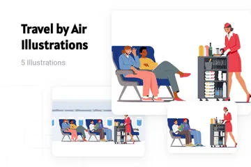 Voyage en avion Pack d'Illustrations