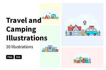 Voyage et camping Pack d'Illustrations