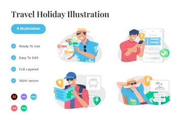 Vacances de voyage Pack d'Illustrations