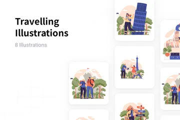 En voyageant Pack d'Illustrations