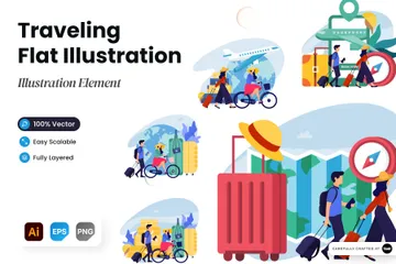 En voyageant Pack d'Illustrations