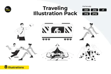 En voyageant Pack d'Illustrations