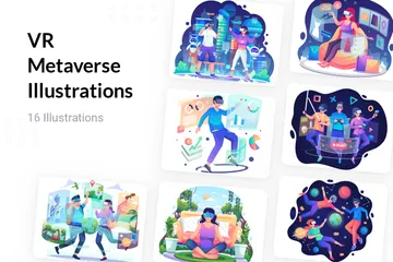 VR Metaverse Illustration Pack