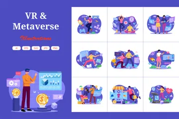 VR Metaverse Illustration Pack