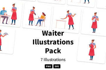 Waiter Illustration Pack