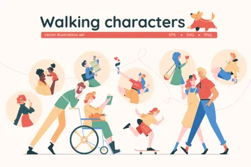 Walking Characters Illustration Pack
