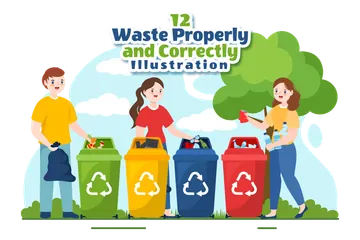 Waste Properly And Correctly Illustration Pack