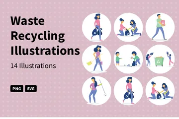 Waste Recycling Illustration Pack