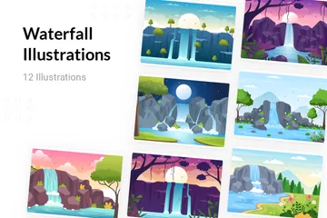 Waterfall Illustration Pack