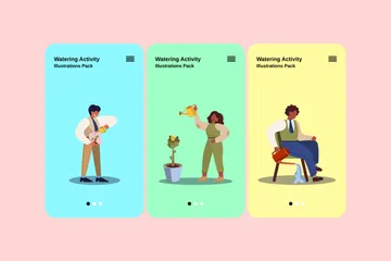 Watering Activity Illustration Pack