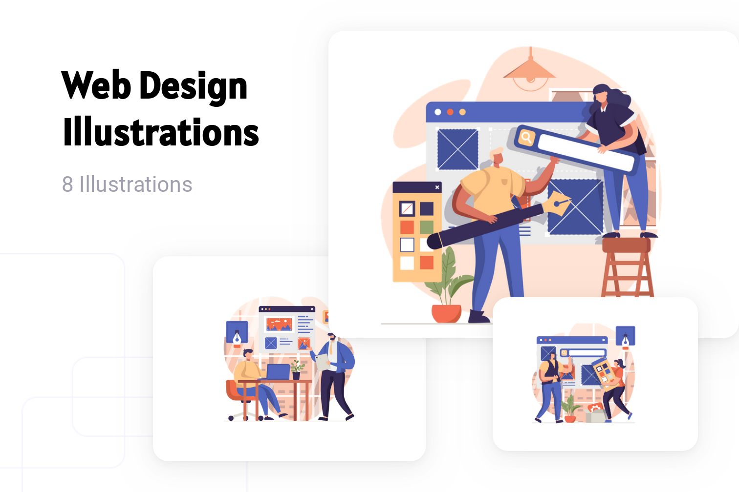 Web Design Illustration Pack - 8 People Illustrations | SVG, PNG, EPS ...