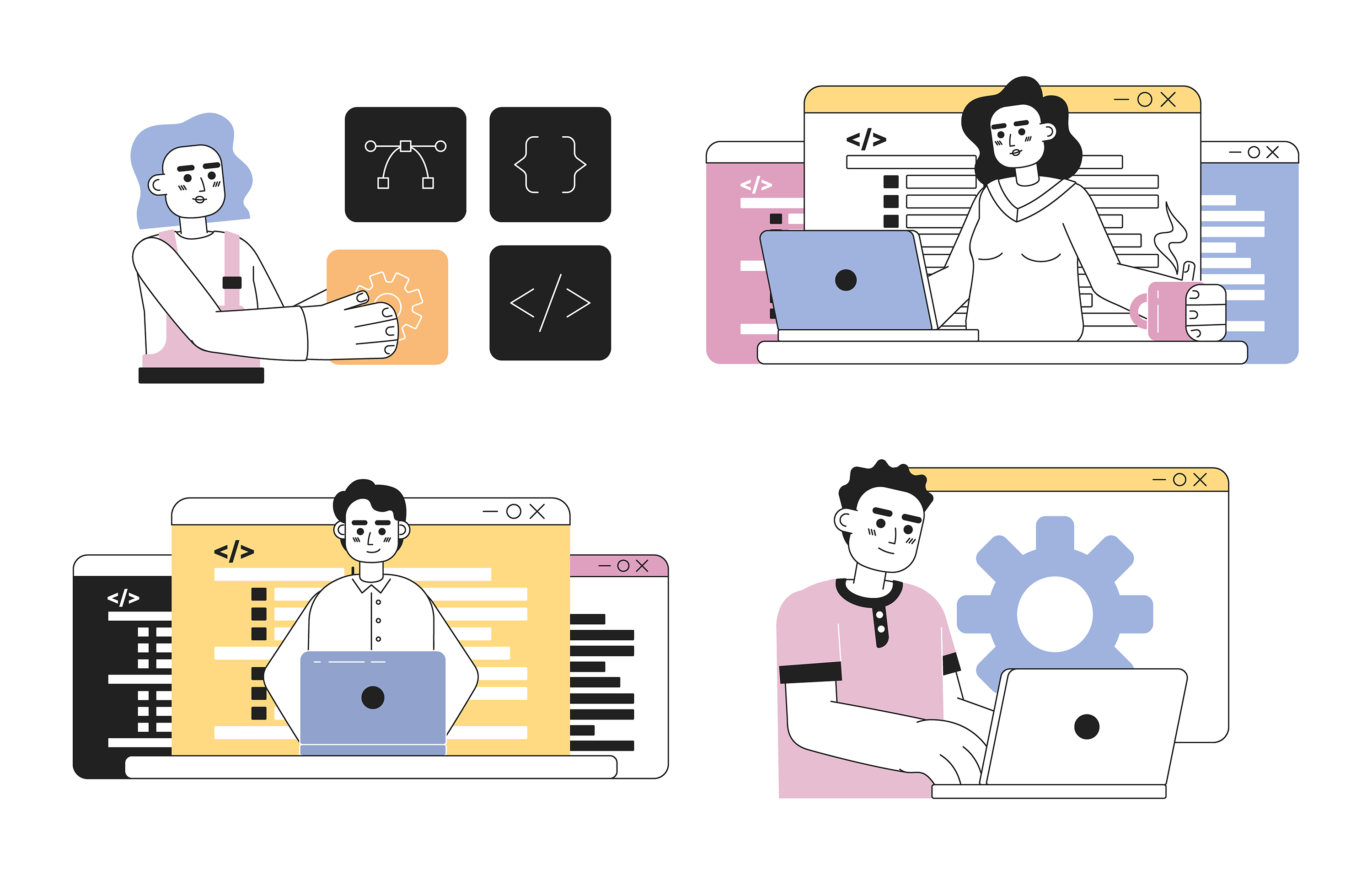 Web Development Process Illustration Pack - 4 Design & Development ...
