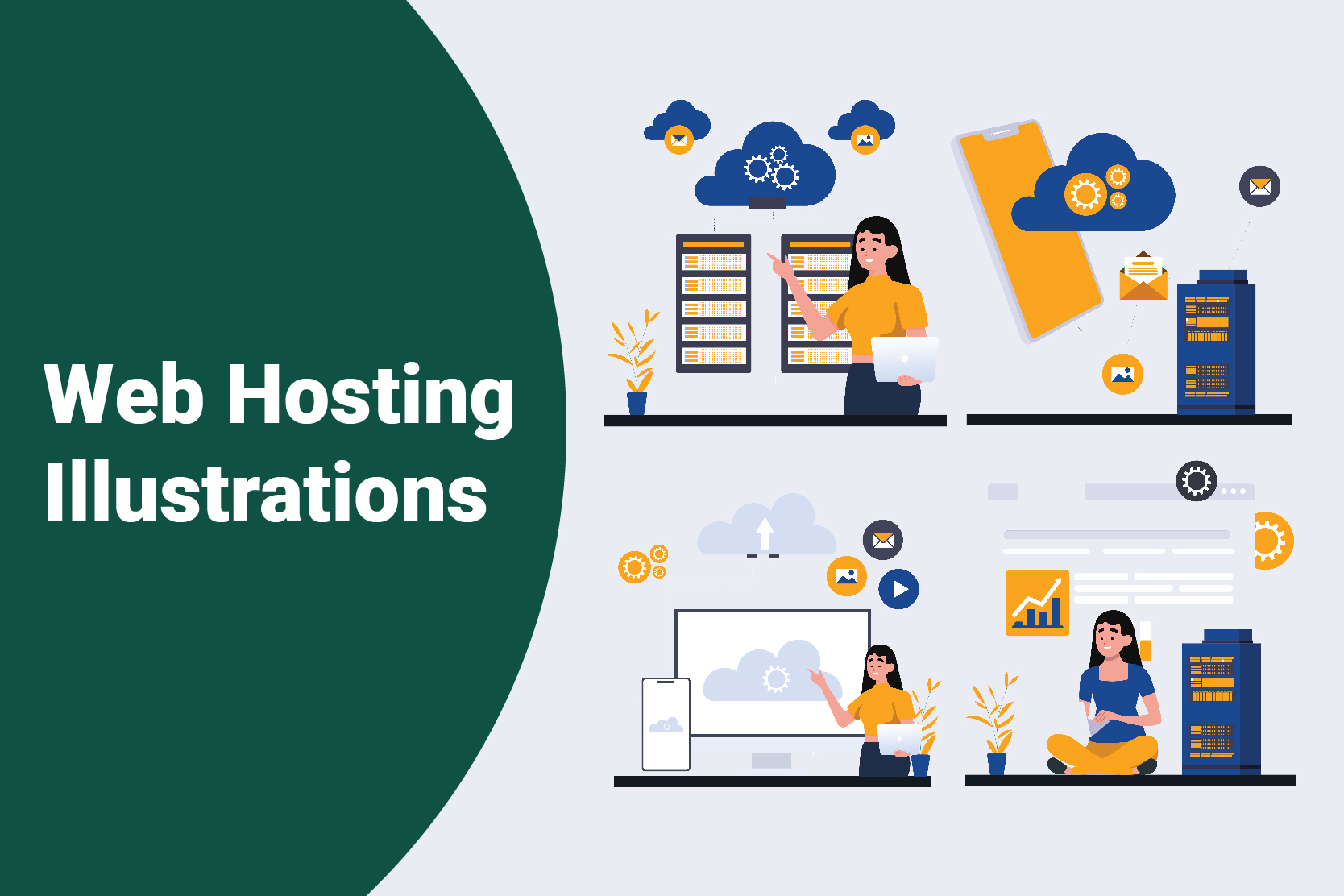 Premium Web Hosting Illustration Pack From Design & Development 