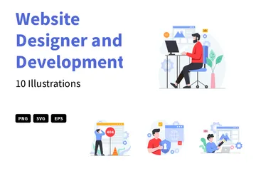 Website Designer And Development Illustration Pack