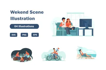 Weekend Scene Illustration Pack