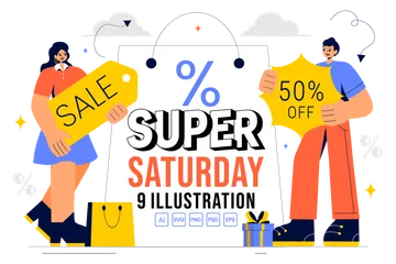 Weekend Super Sale Illustration Pack