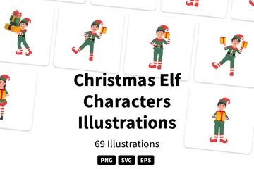 Weihnachtselfen-Figuren Illustrationspack