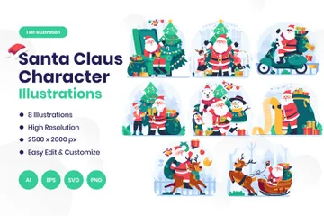 Weihnachtsmann-Charakter Illustrationspack