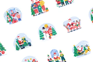 Weihnachtsmann und Weihnachten Illustrationspack