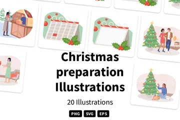 Weihnachtsvorbereitungen Illustrationspack