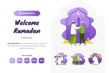 Welcome Ramadan Illustration Pack