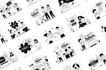 Welt-Autismus-Tag Illustrationspack